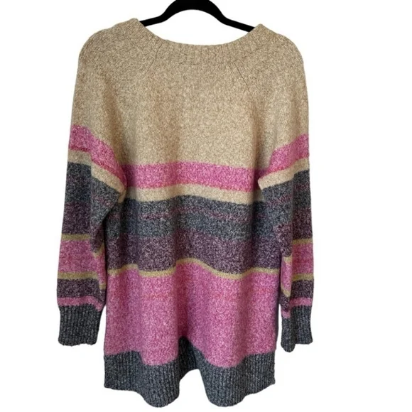 LANE BRYANT Striped Crew Neck Sweater - Tan and Pink Plus Size 22/24 - Picture 5 of 8